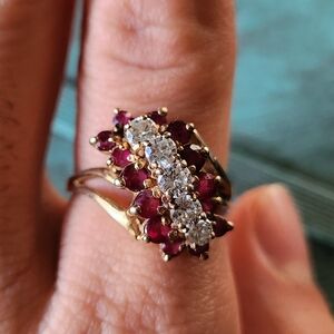 14k Yellow Gold Diamond and Ruby Ring